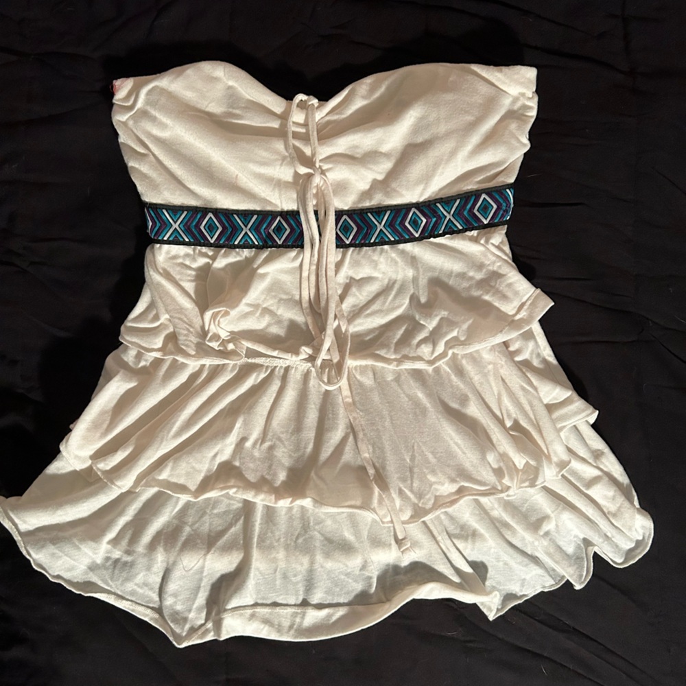 ⭒ adorable flowy strapless top